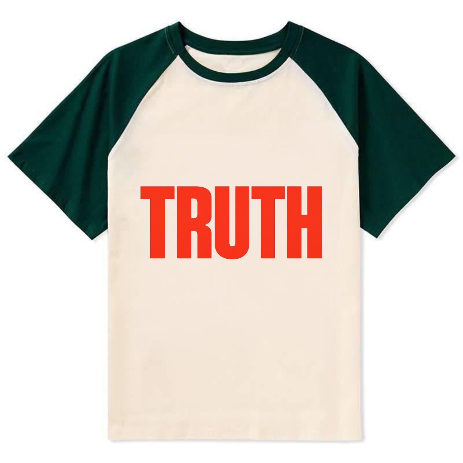 Bold typography design - "TRUTH" - honesty, reality - Contrast Raglan T-shirt - Green