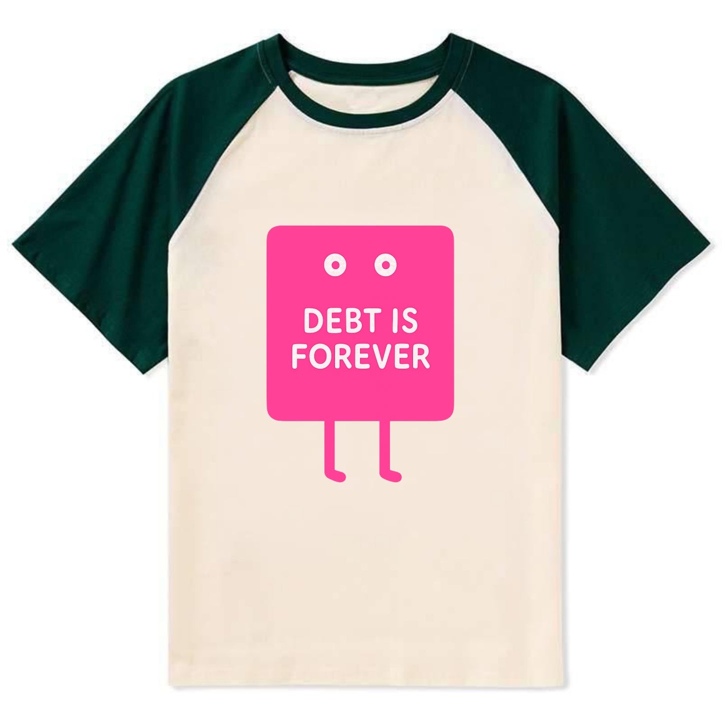 DEBT IS FOREVER | Immortal credit card - Contrast Raglan T-shirt - Green