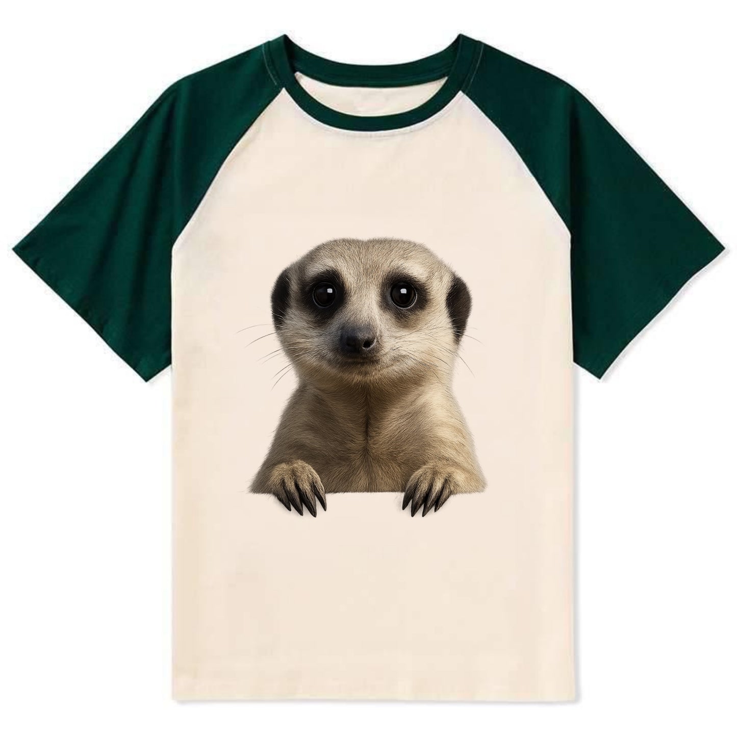 Meerkat  - Contrast Raglan T-shirt - Green