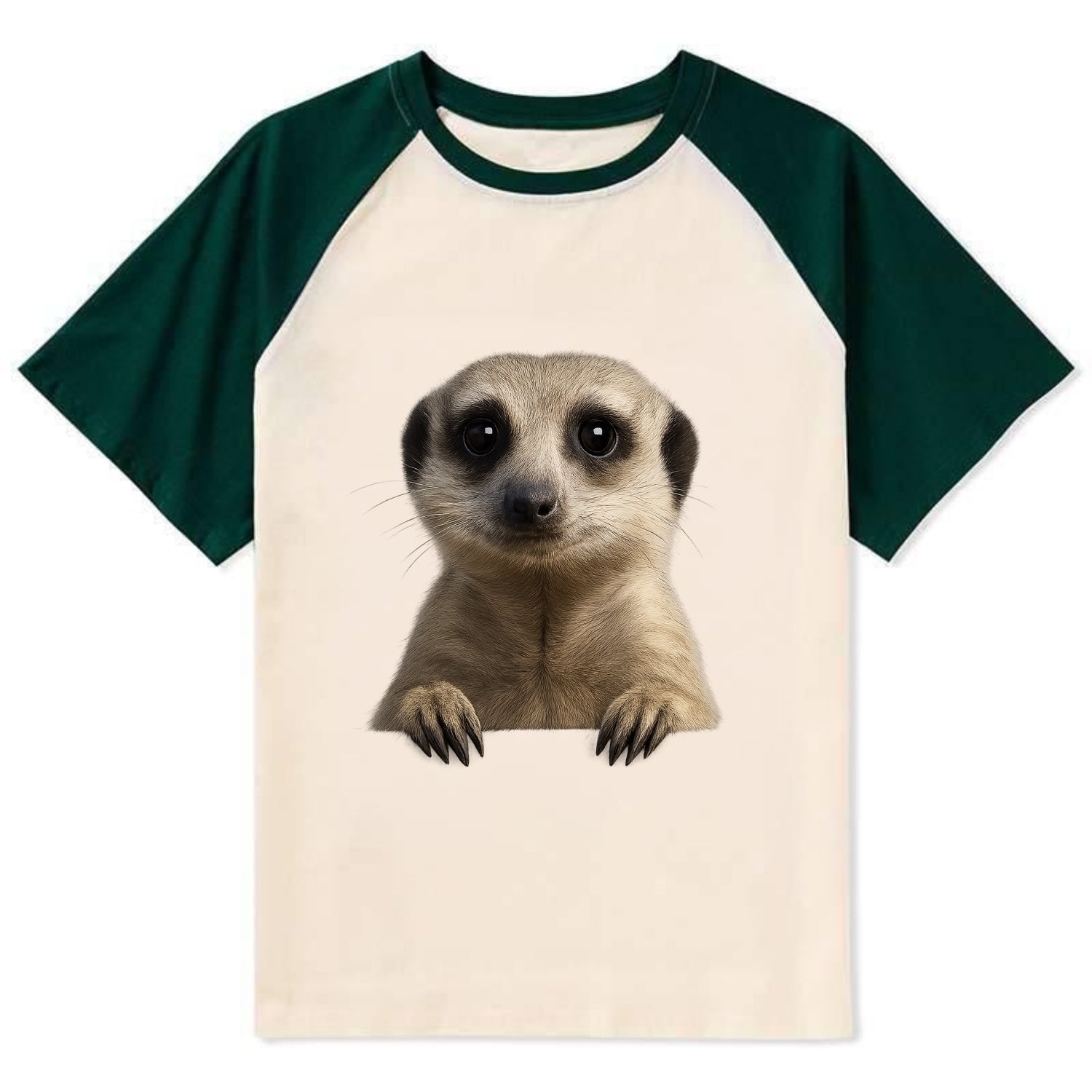 Meerkat  - Contrast Raglan T-shirt - Green