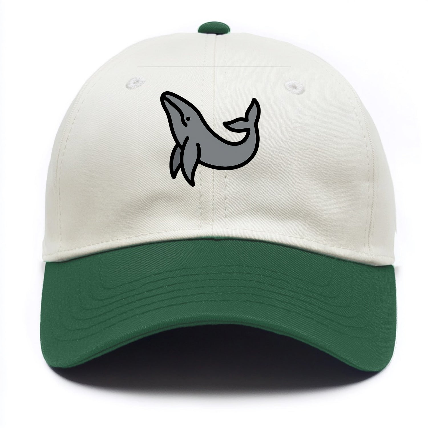 Humpback Whale - Gray breaching pose flat side profile - Two Tone Cap - Green
