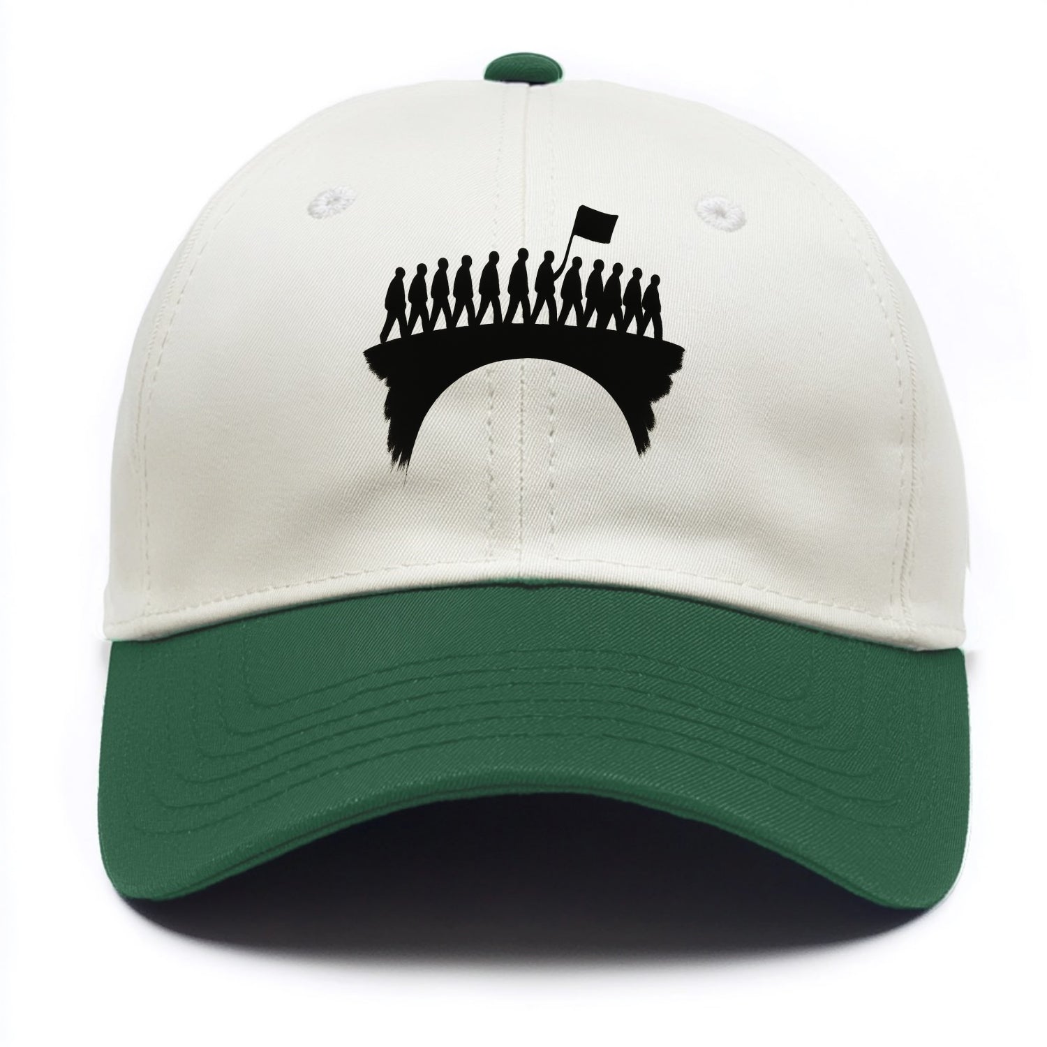 March on bridge silhouette - historic protest ink painting - Two Tone Cap - Green