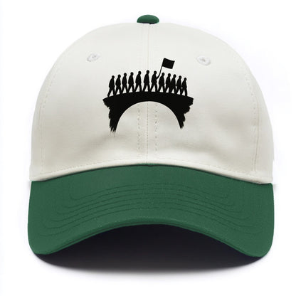 March on bridge silhouette - historic protest ink painting - Two Tone Cap - Green