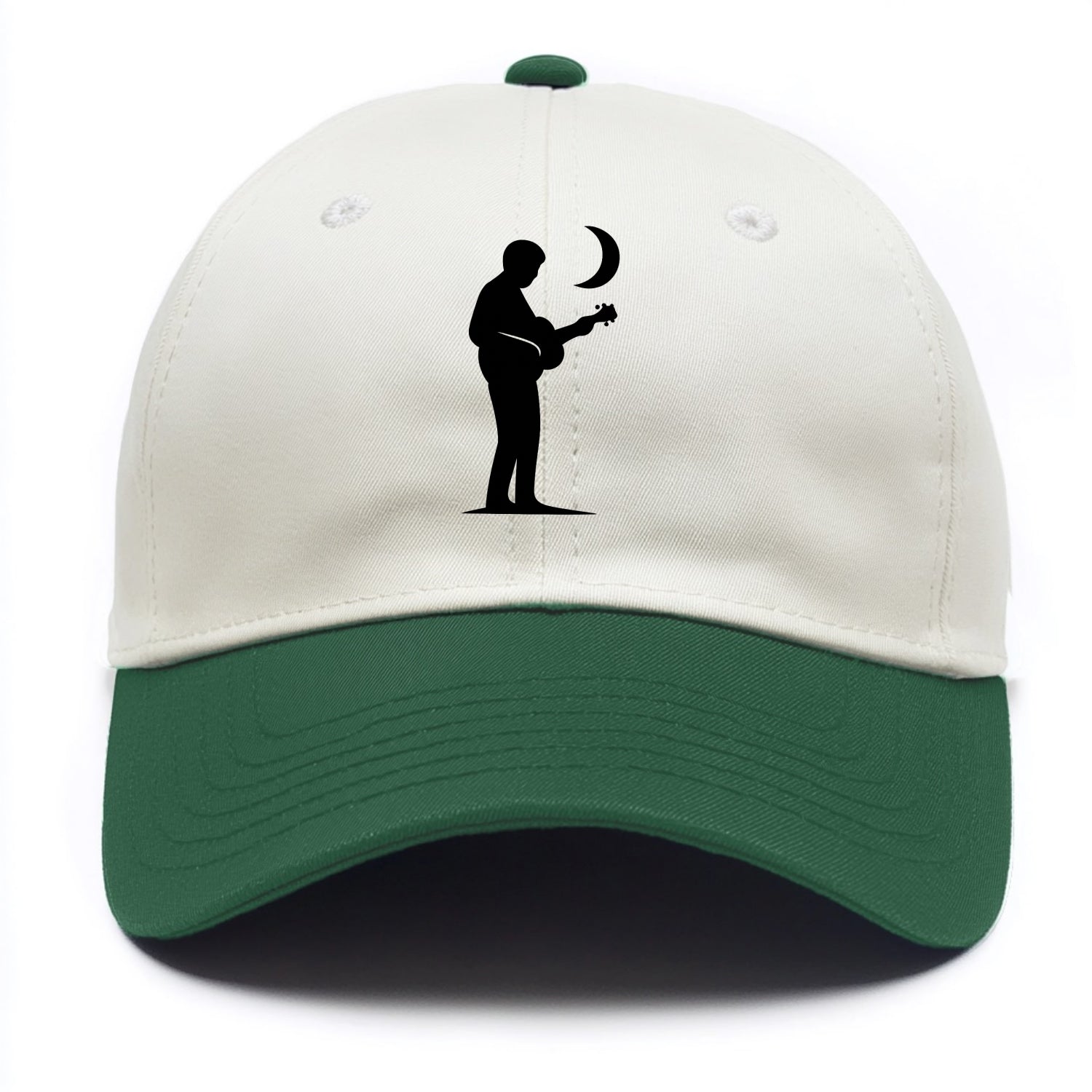 Guitarist playing acoustic under moonlight - Two Tone Cap - Green