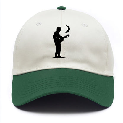 Guitarist playing acoustic under moonlight - Two Tone Cap - Green