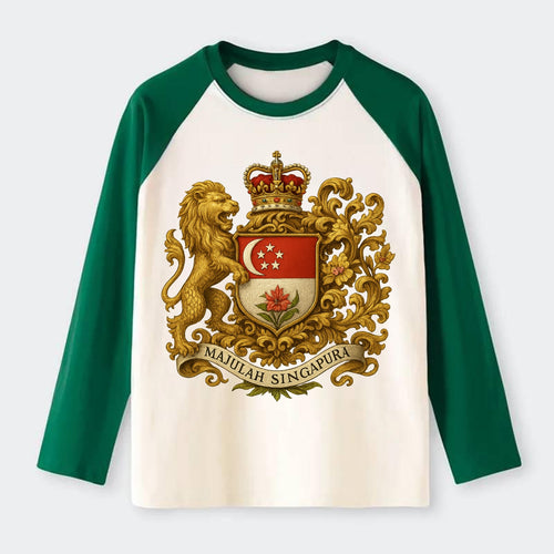 Singapore Merlion Emblem - Raglan Long Sleeve T-Shirt