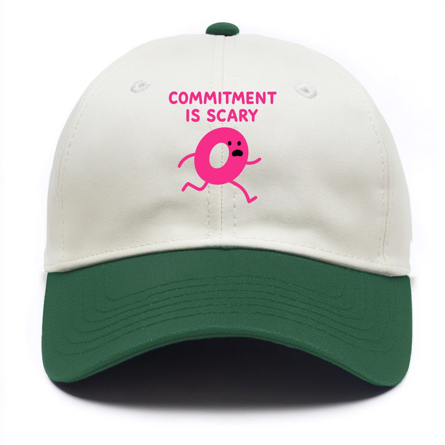 COMMITMENT IS SCARY | Terrified ring running away - Two Tone Cap - Green