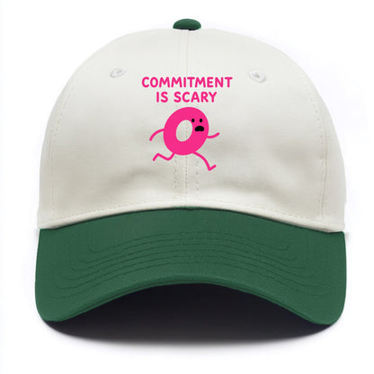 COMMITMENT IS SCARY | Terrified ring running away - Two Tone Cap - Green