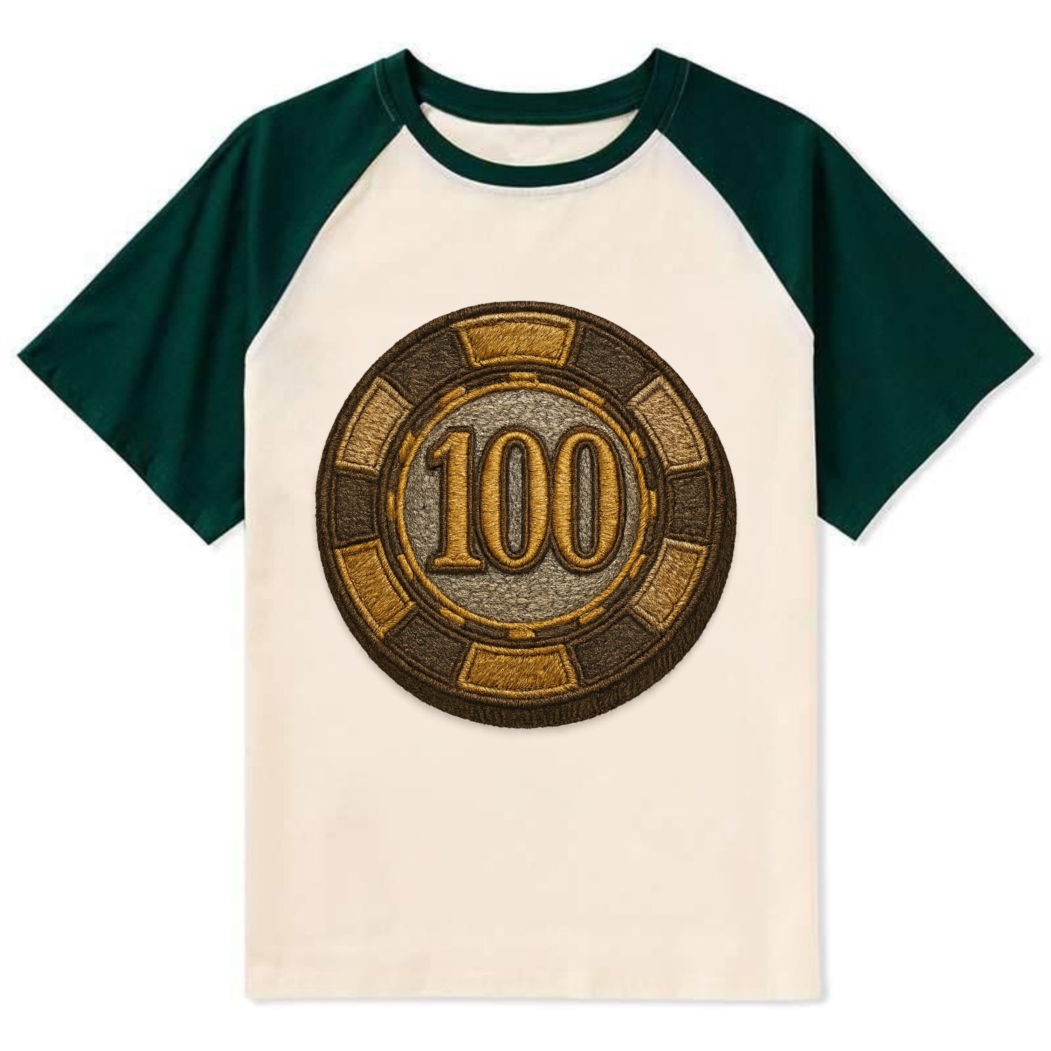 Poker Chip  - Contrast Raglan T-shirt - Green