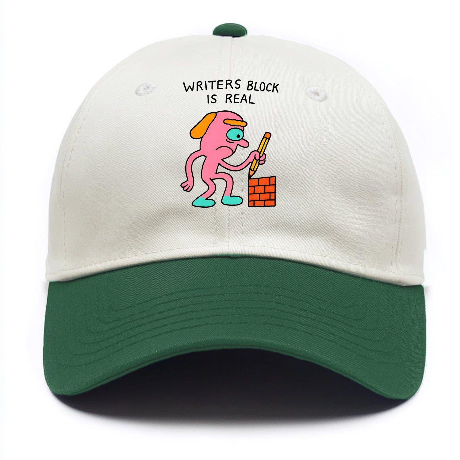 WRITERS BLOCK IS REAL | Brick wall with pencil - Two Tone Cap - Green