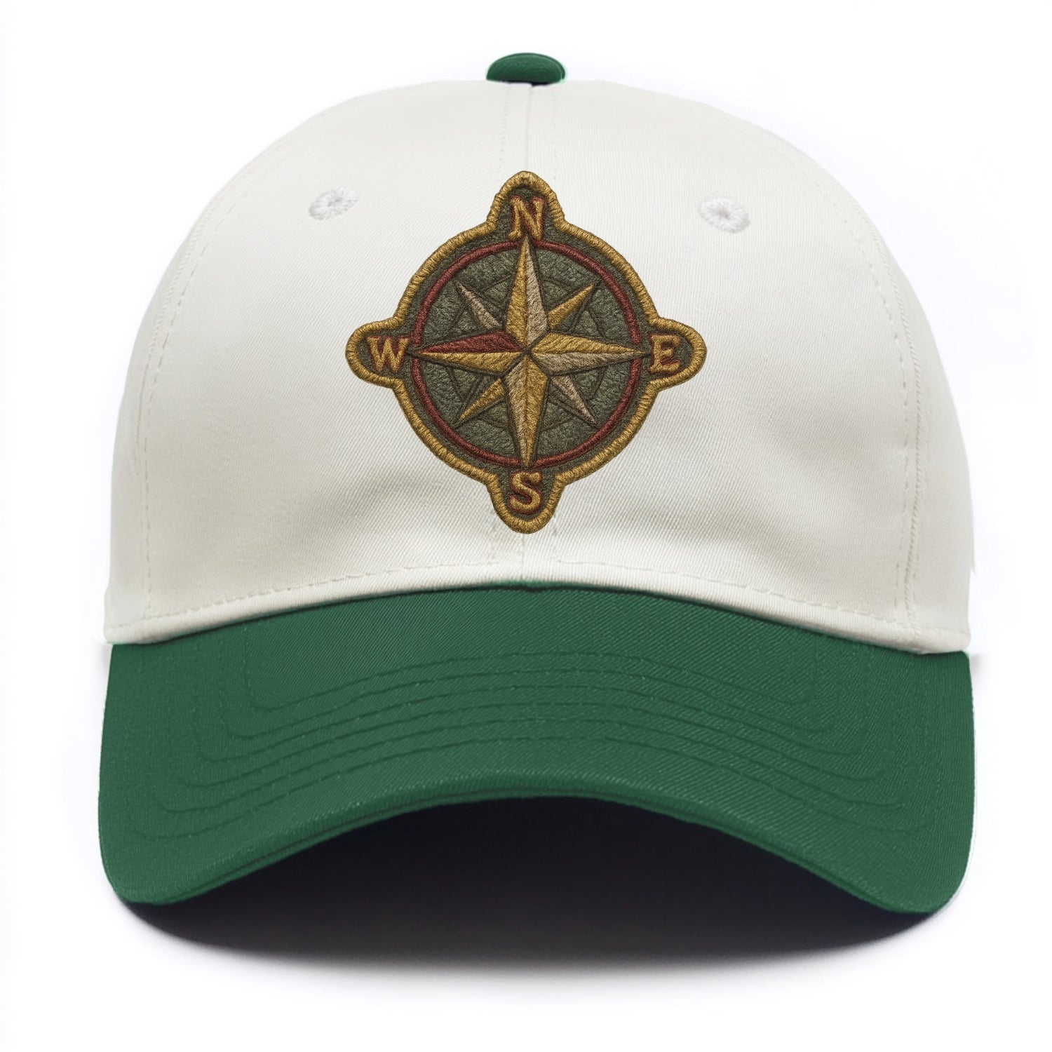 Compass rose with cardinal directions - explorer symbol - Two Tone Cap - Green