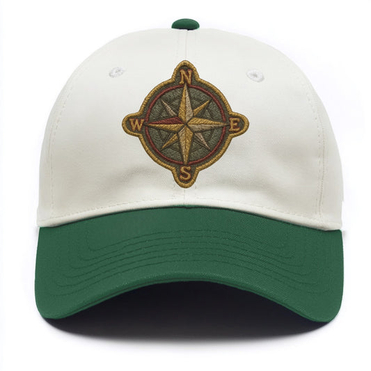 Compass rose with cardinal directions - explorer symbol - Two Tone Cap - Green