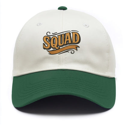Bold typography design - "SQUAD" - your crew, your people - Two Tone Cap - Green