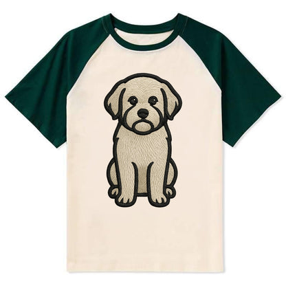 Havanese - Cream colored sitting pose - Contrast Raglan T-shirt - Green