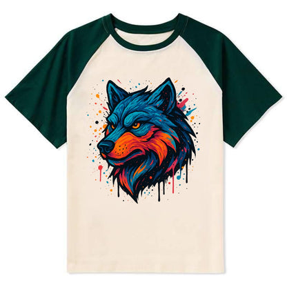 Velvet Wolf Royal  - Contrast Raglan T-shirt - Green