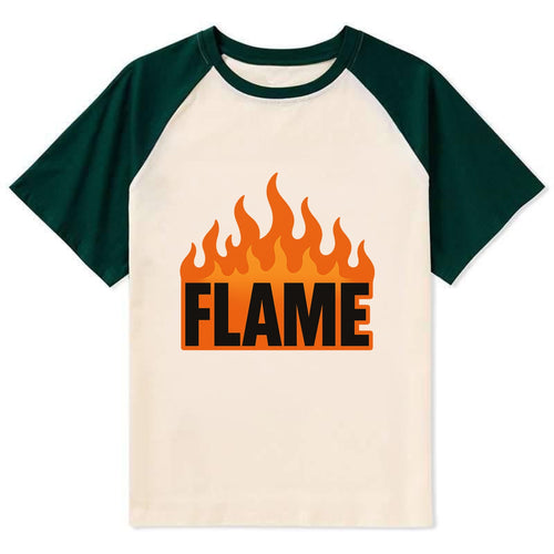 Bold typography design - FLAME - burning bright, passionate - Contrast Raglan T-shirt