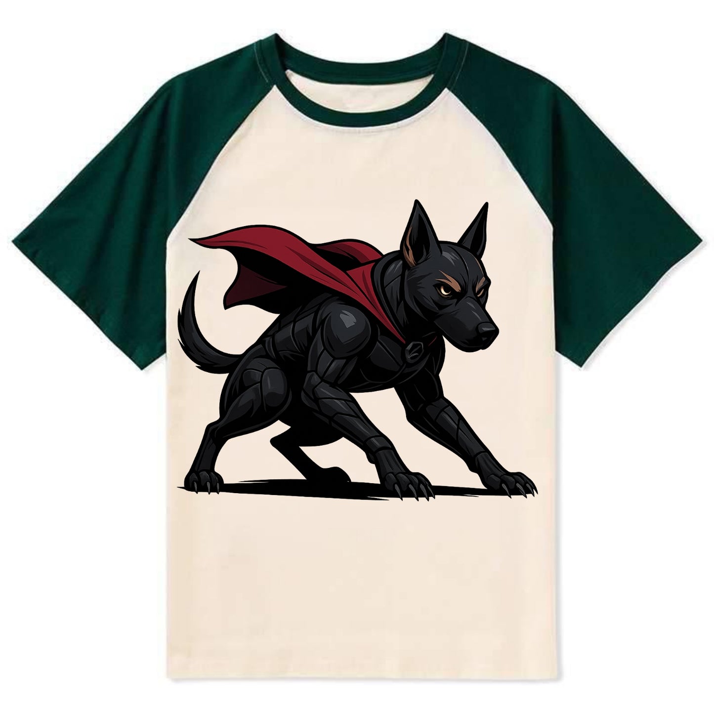 Belgian Malinois Black Panther  - Contra - Contrast Raglan T-shirt - Green