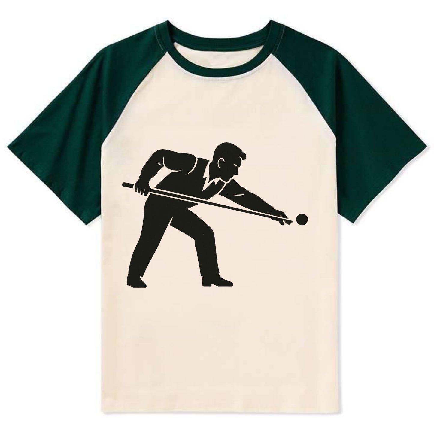 Pool player lining up shot - Contrast Raglan T-shirt - Green
