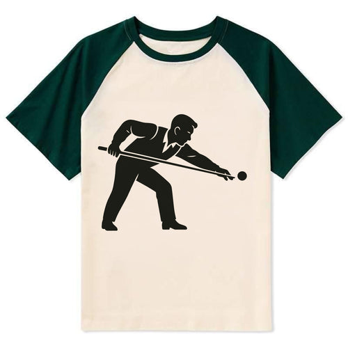 Pool player lining up shot - Contrast Raglan T-shirt
