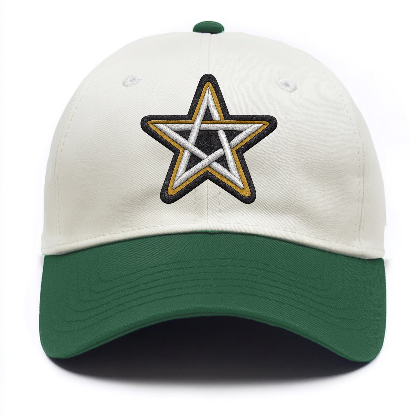 PENTAGRAM STAR - five point star in silver , protection - Two Tone Cap - Green