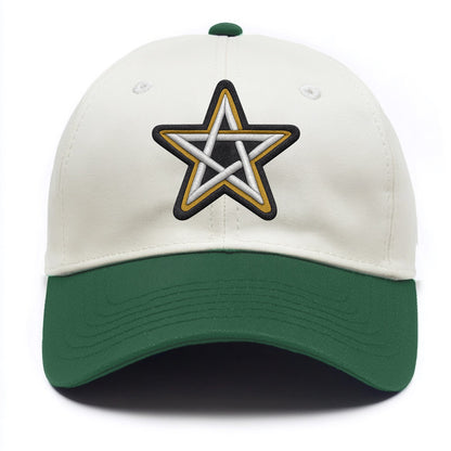 PENTAGRAM STAR - five point star in silver , protection - Two Tone Cap - Green