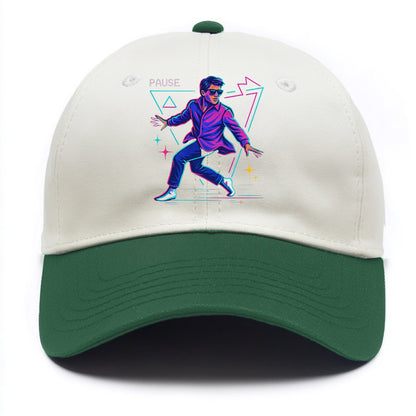 confident figure sliding across polished wooden floor in socks and sunglasses - Two Tone Cap - Green