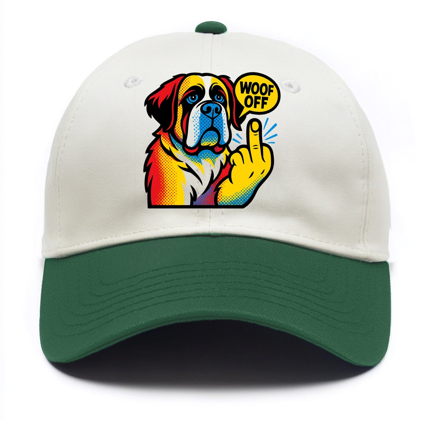 Saint Bernard with gentle giant face and droopy jowls, huge paw raised - Two Tone Cap - Green