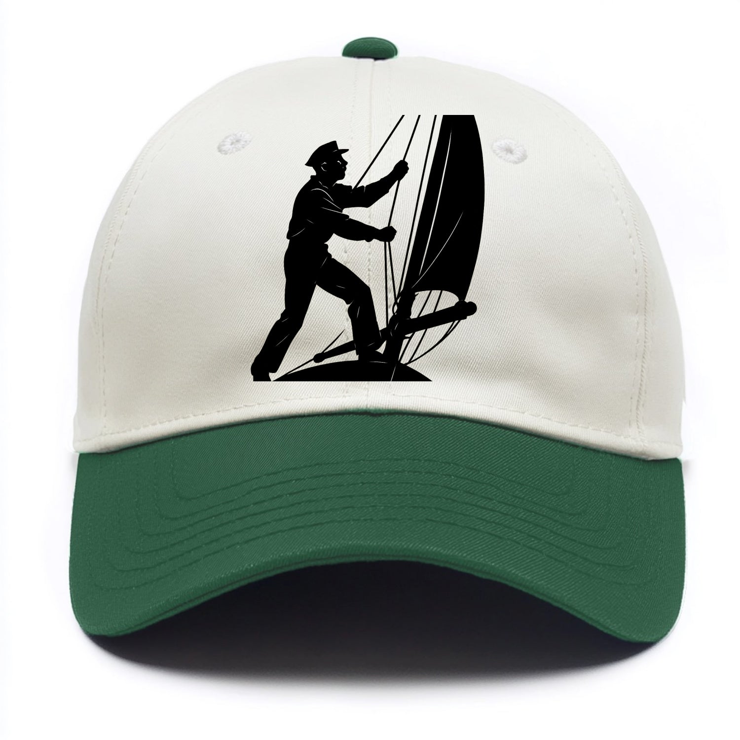 Sailor adjusting the boom on a sailboat - Two Tone Cap - Green