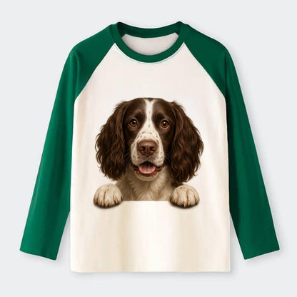 English Springer Spaniel  - Raglan Long - Raglan Long Sleeve T-Shirt - Green