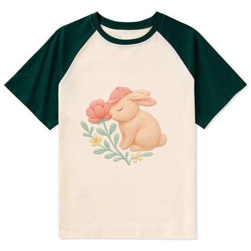Peach Bunny - Contrast Raglan T-shirt
