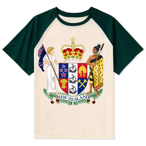 Coat Of Arms Of New Zealand - Contrast Raglan T-shirt