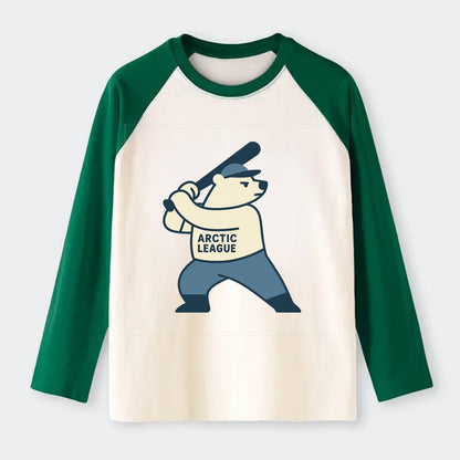 Polar Bear Baseball MVP - Raglan Long Sleeve T-Shirt - Green