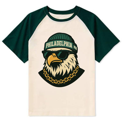 "eagle" "philadelphia" "phi" "green" "us East" - Contrast Raglan T-shirt - Green