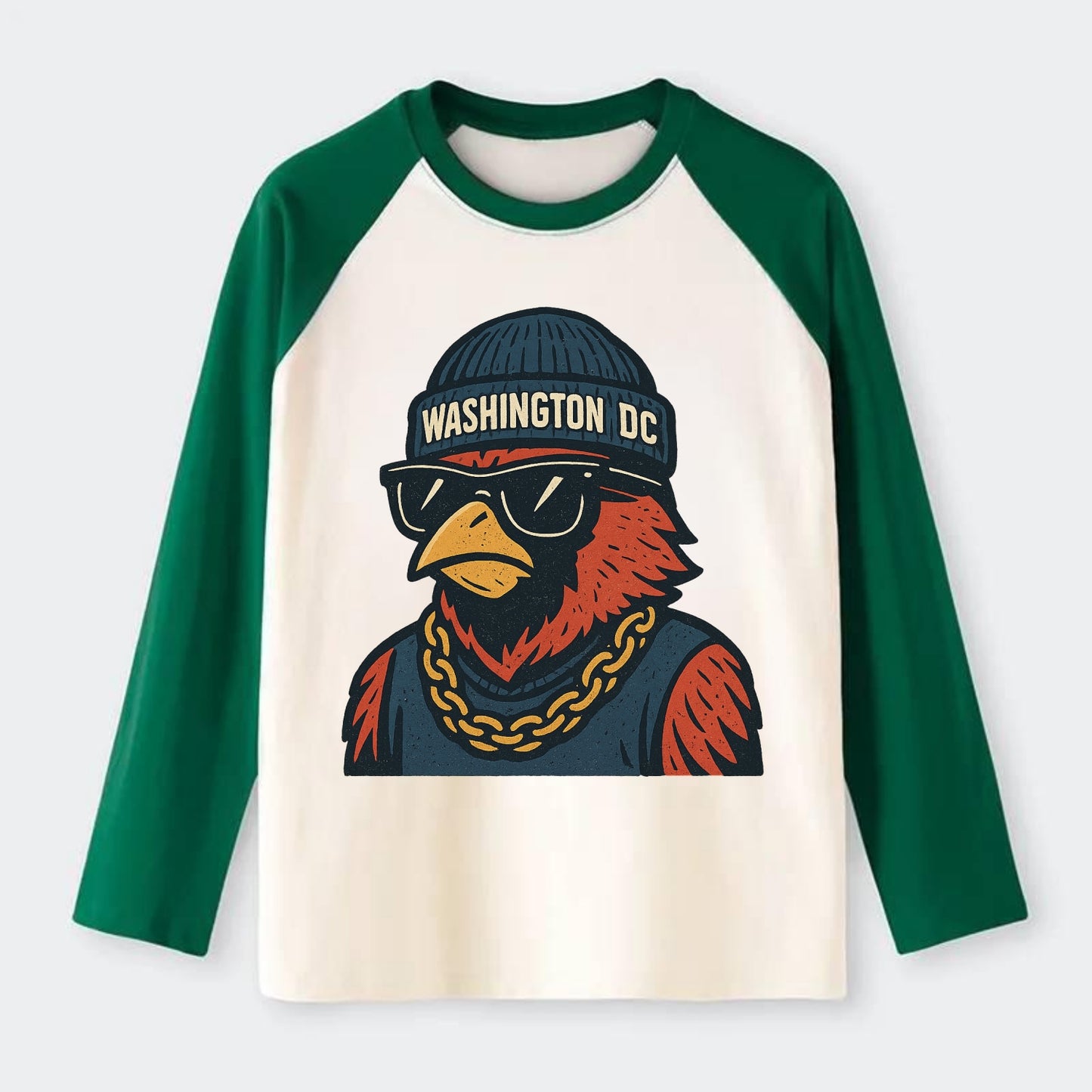 "cardinal" "washington Dc" "dc" "navy" "us East" - Raglan Long Sleeve T-Shirt - Green