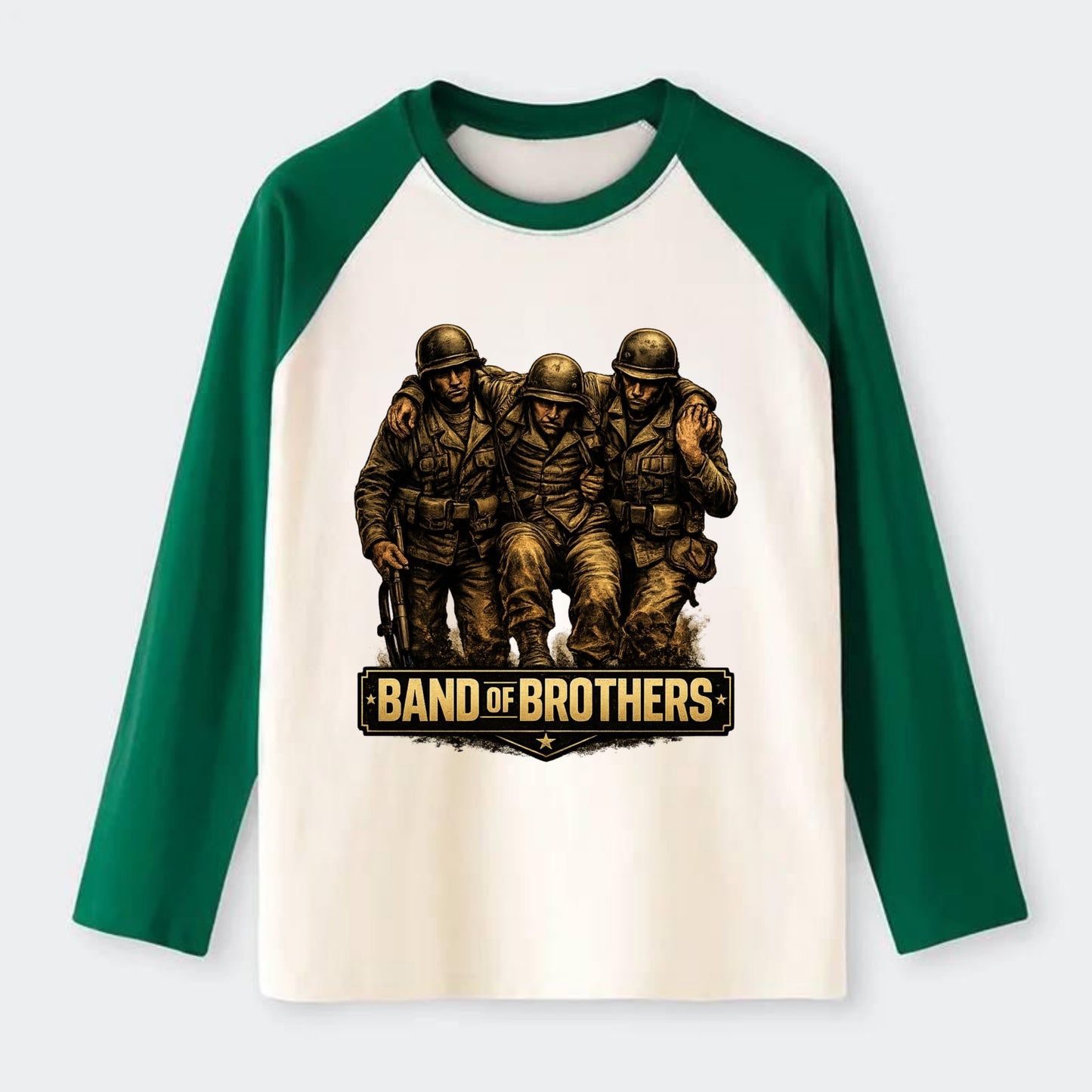Band Of Brothers - Raglan Long Sleeve T-Shirt - Green