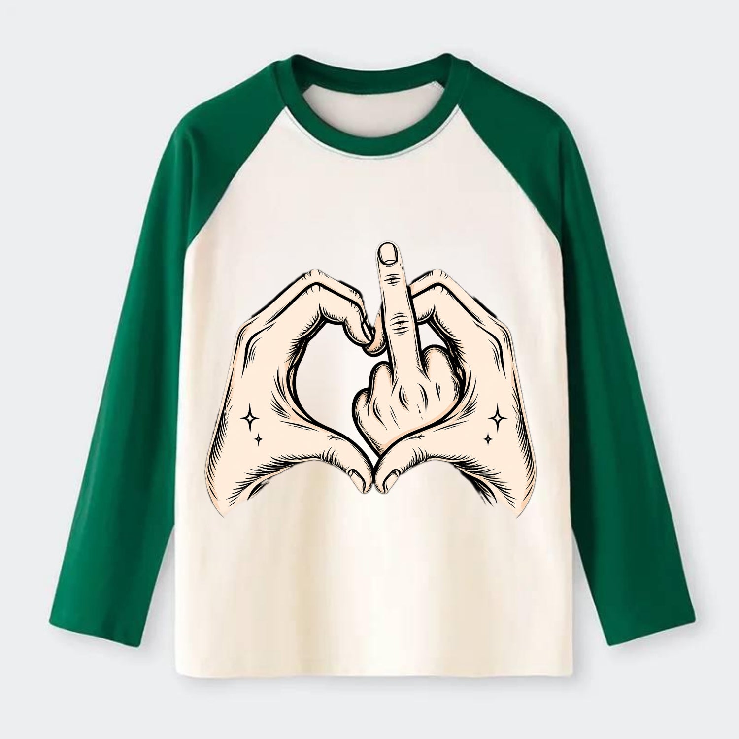 Love You Symbol - Raglan Long Sleeve T-Shirt - Green