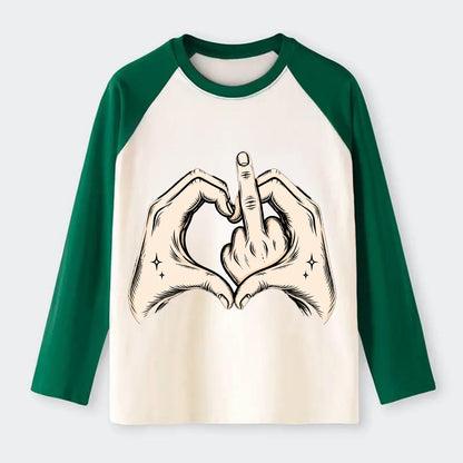 Love You Symbol - Raglan Long Sleeve T-Shirt - Green