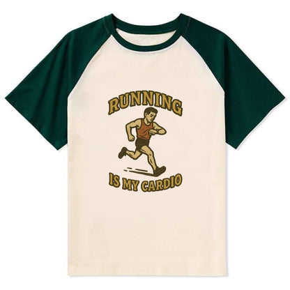 Running Late Is My Cardio  - Contrast Raglan T-shirt - Green