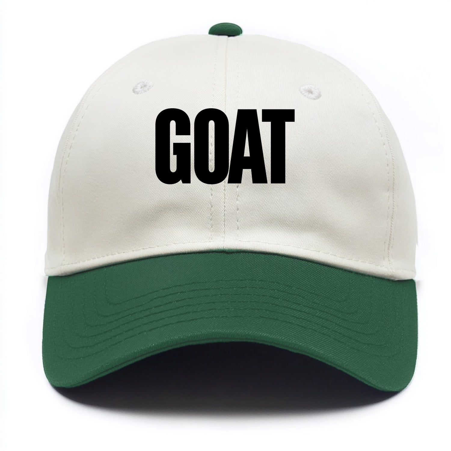 Bold typography design - "GOAT" - greatest of all time - Two Tone Cap - Green