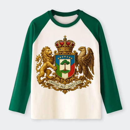 Equatorial Guinea Silk Cotton Tree Emblem - Raglan Long Sleeve T-Shirt - Green