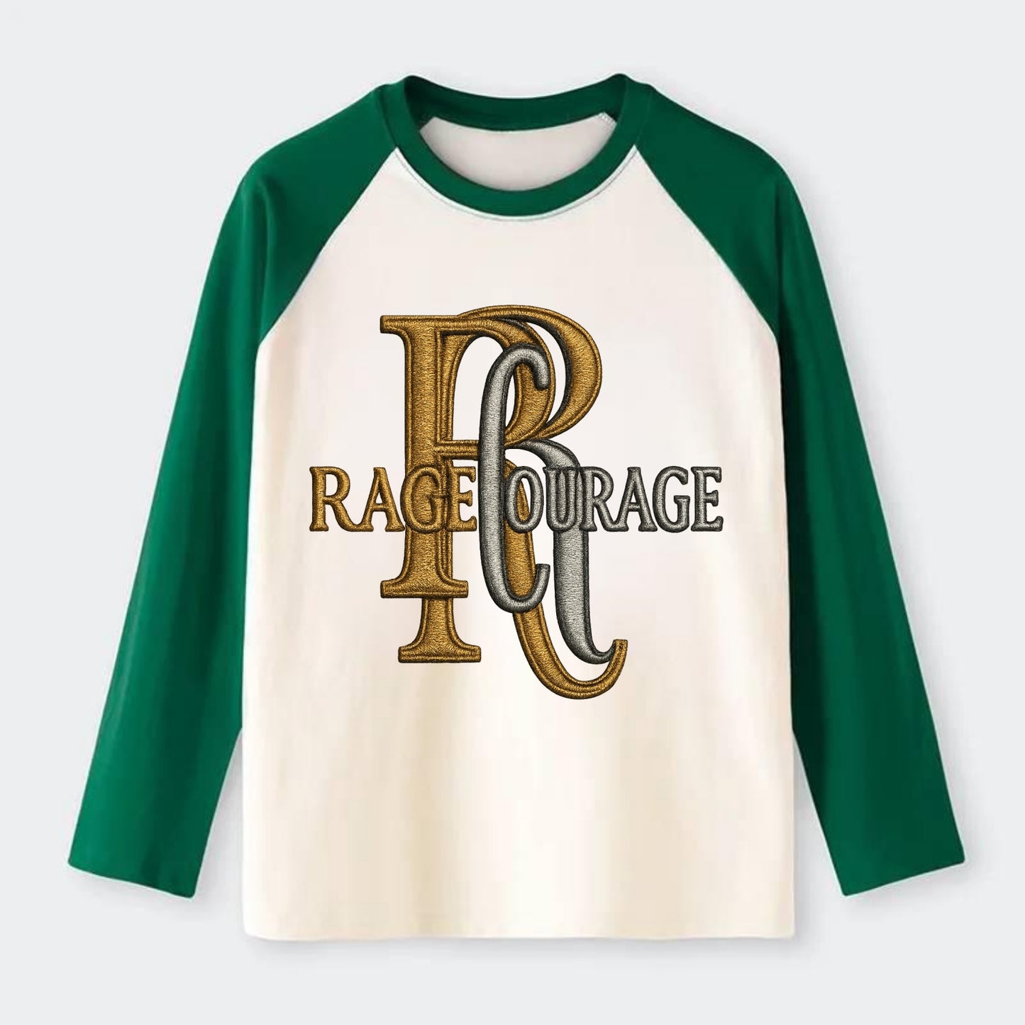 RAGE;COURAGE MODE Warrior Green Hat - Raglan Long Sleeve T-Shirt - Green