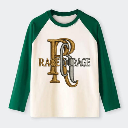 RAGE;COURAGE MODE Warrior Green Hat - Raglan Long Sleeve T-Shirt - Green