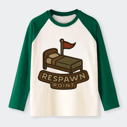Respawn Point  - Raglan Long Sleeve T-Shirt - Green