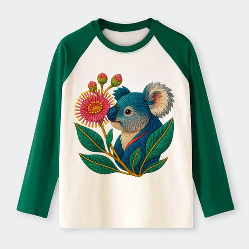 Koala Eucalyptus Bloom - Raglan Long Sleeve T-Shirt
