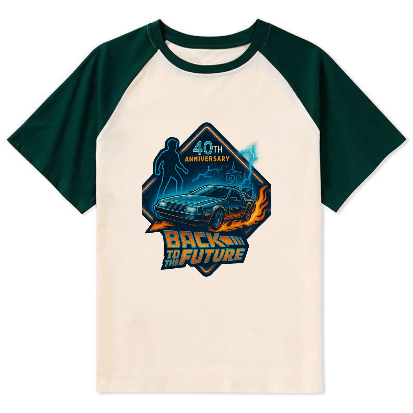 Back To The Future 40th Anniversary 2 - Contrast Raglan T-shirt - Green