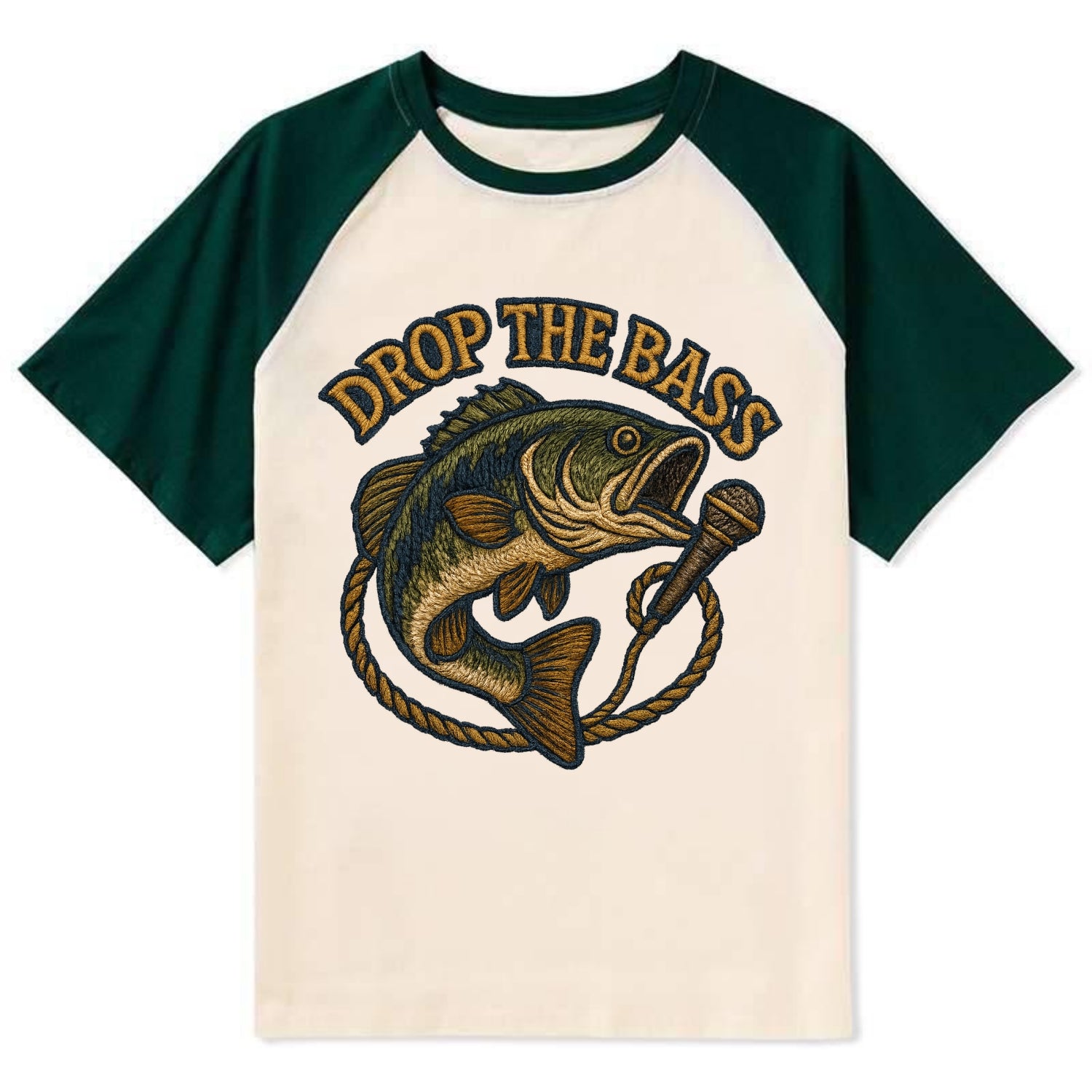 Drop The Bass  - Contrast Raglan T-shirt - Green