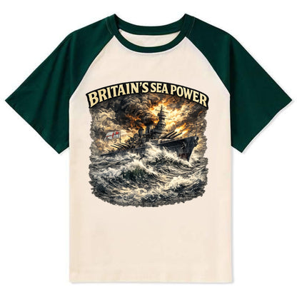 Britain's Sea Power - Contrast Raglan T-shirt - Green