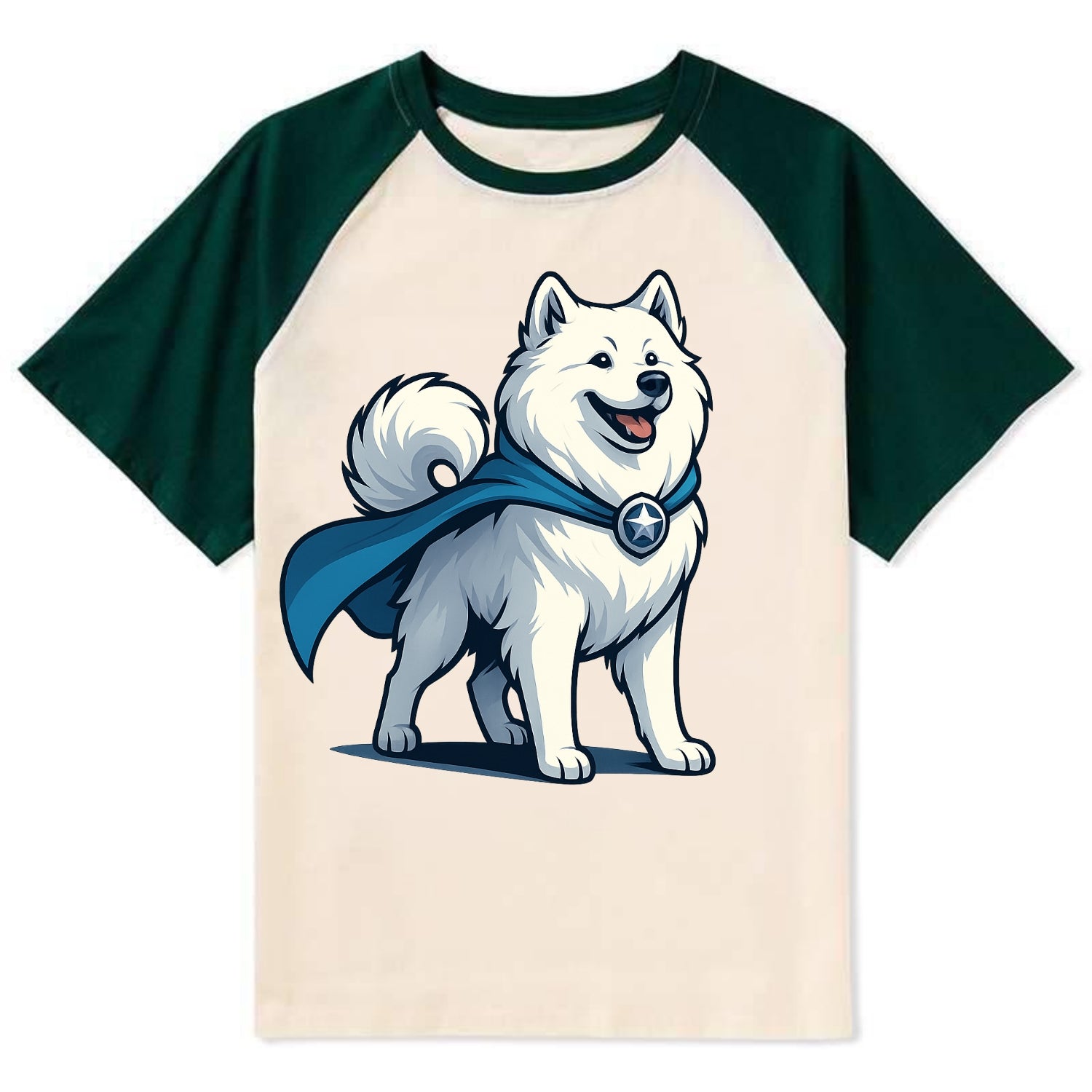 Samoyed Winter Hero  - Contrast Raglan T-shirt - Green