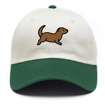 Otter - Brown sleek swimming pose flat side profile - Two Tone Cap - Green