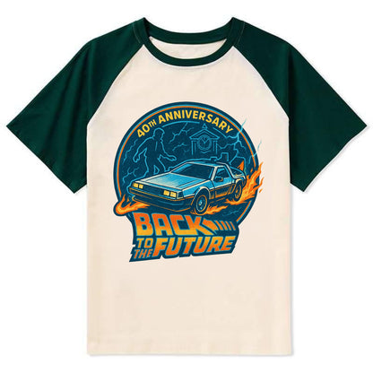 Back To The Future 40th Anniversary - Contrast Raglan T-shirt - Green